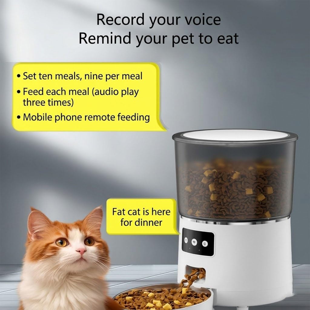 4L Automatic Cat Feeder with Portion Control – Basic, WiFi App & HD Camera Options