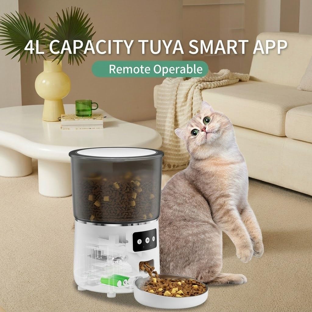4L Automatic Cat Feeder with Portion Control – Basic, WiFi App & HD Camera Options