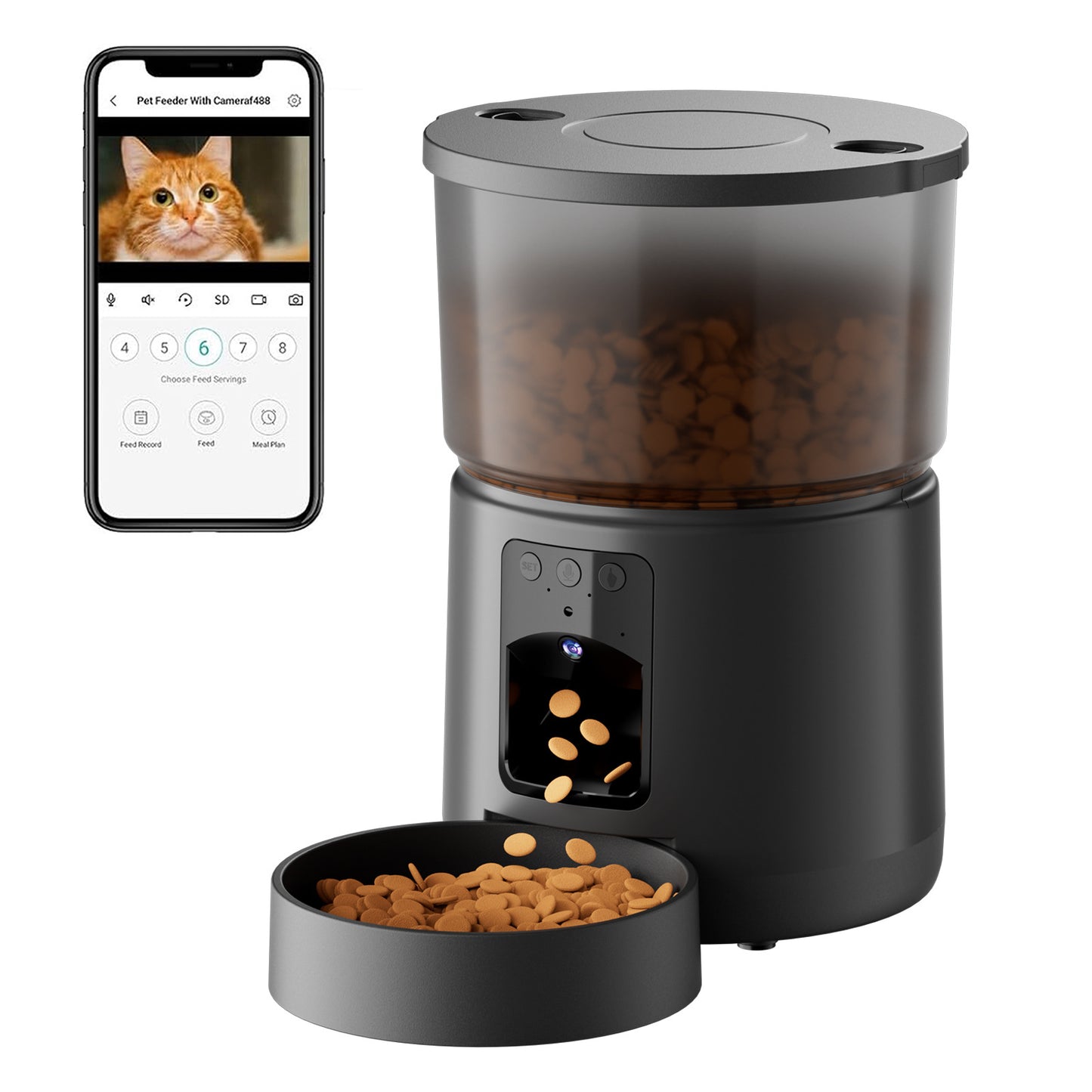 DR01 Smart Camera Pet Feeder with 4MP Bowl View 5L/3L