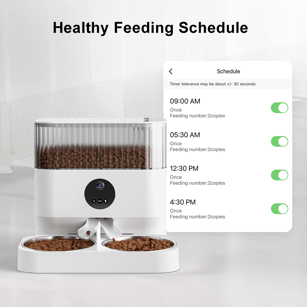 Smart Dual-Bowl Automatic Pet Feeder with Camera