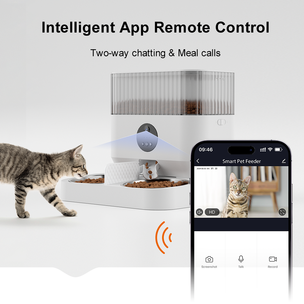 Smart Dual-Bowl Automatic Pet Feeder with Camera