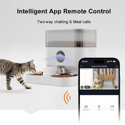 Smart Dual-Bowl Automatic Pet Feeder with Camera