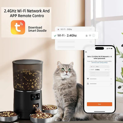 6L Smart Automatic Pet Feeder with 3 Bowls – App Control for Multi-Cat Homes