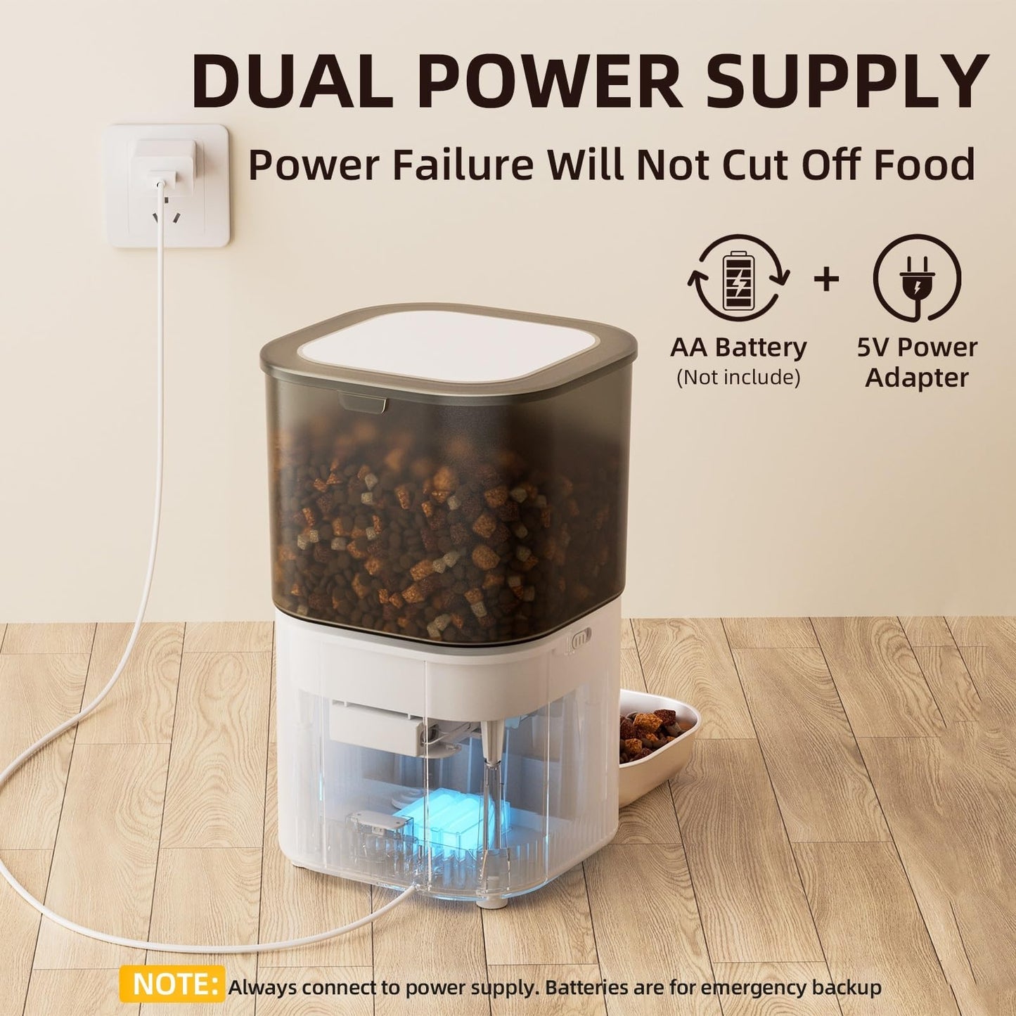 4L Smart Automatic Pet Feeder with App Control, Custom Meal Scheduling, Anti-Jam Dispensing, Dual Power and Stainless Steel Bowl for Cats and Small Dogs