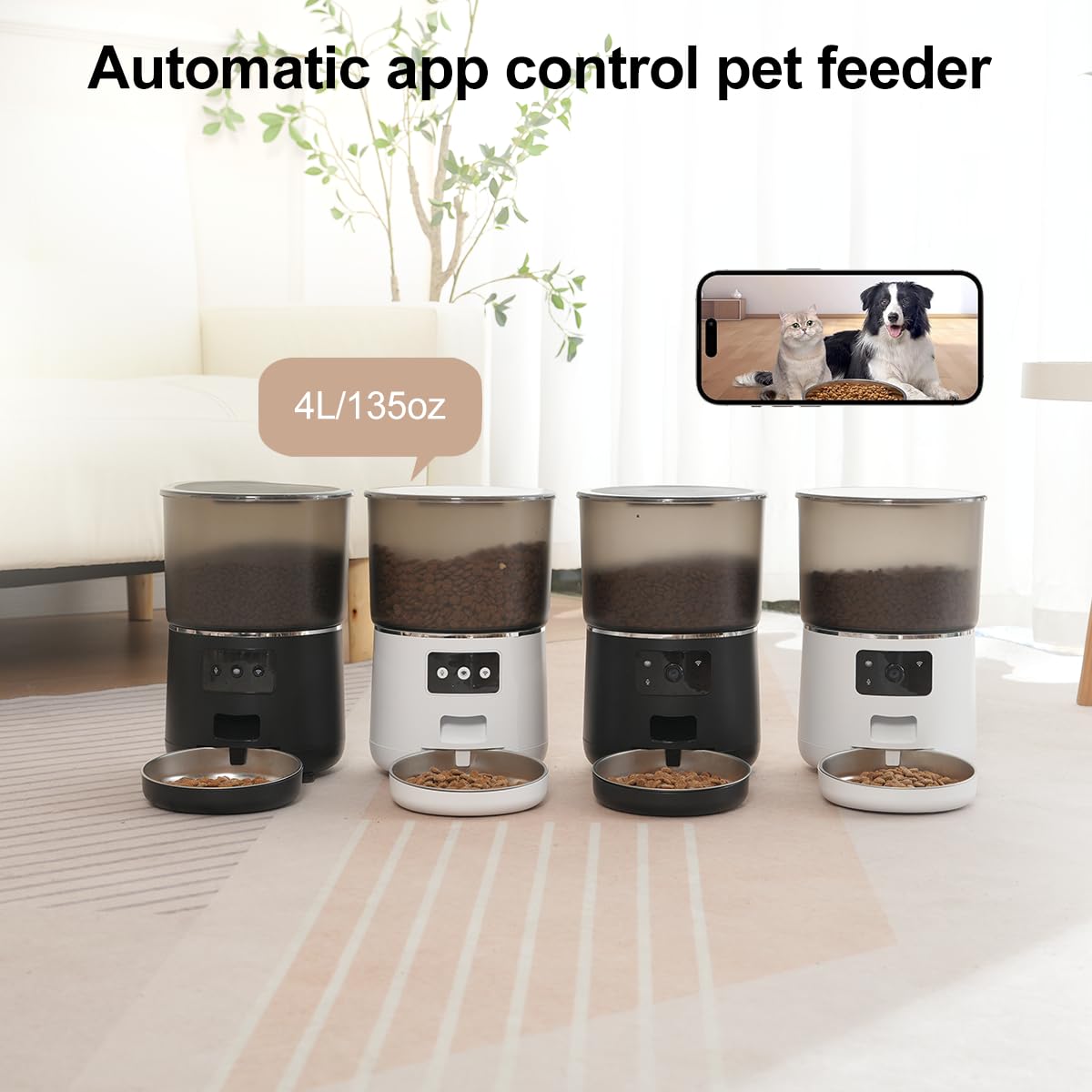 4L Automatic Cat Feeder with Portion Control – Basic, WiFi App & HD Camera Options